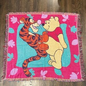 Vintage Beacon The Blanket Brand Colorful Tigger and Pooh Disney Throw Blanket